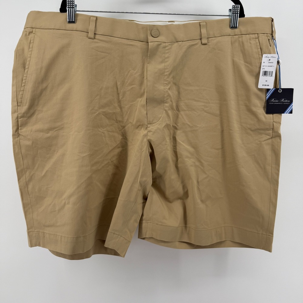 Brooks Brothers Performance Series Khaki Shorts Mens 44 Tan Stretch UPF 50+